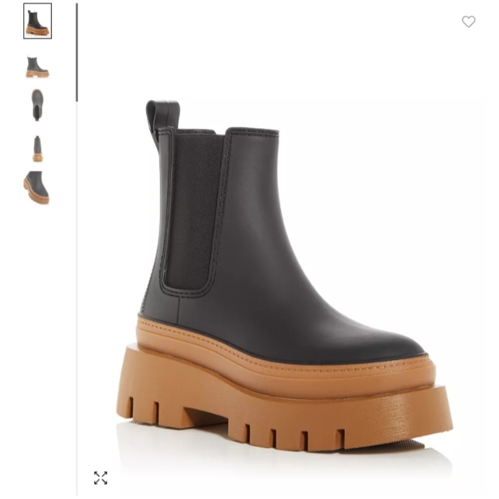 Jeffrey Campbell Black Rain Storm Chunky Platform Chelsea Duck Boots Size 9